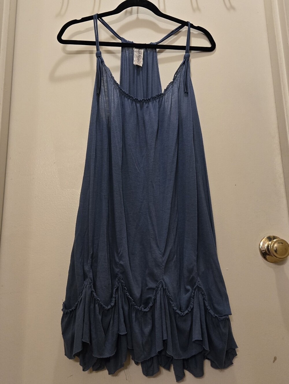 Free People Blue Ruffle-Hem Slip Tunic - Picture 4 of 6